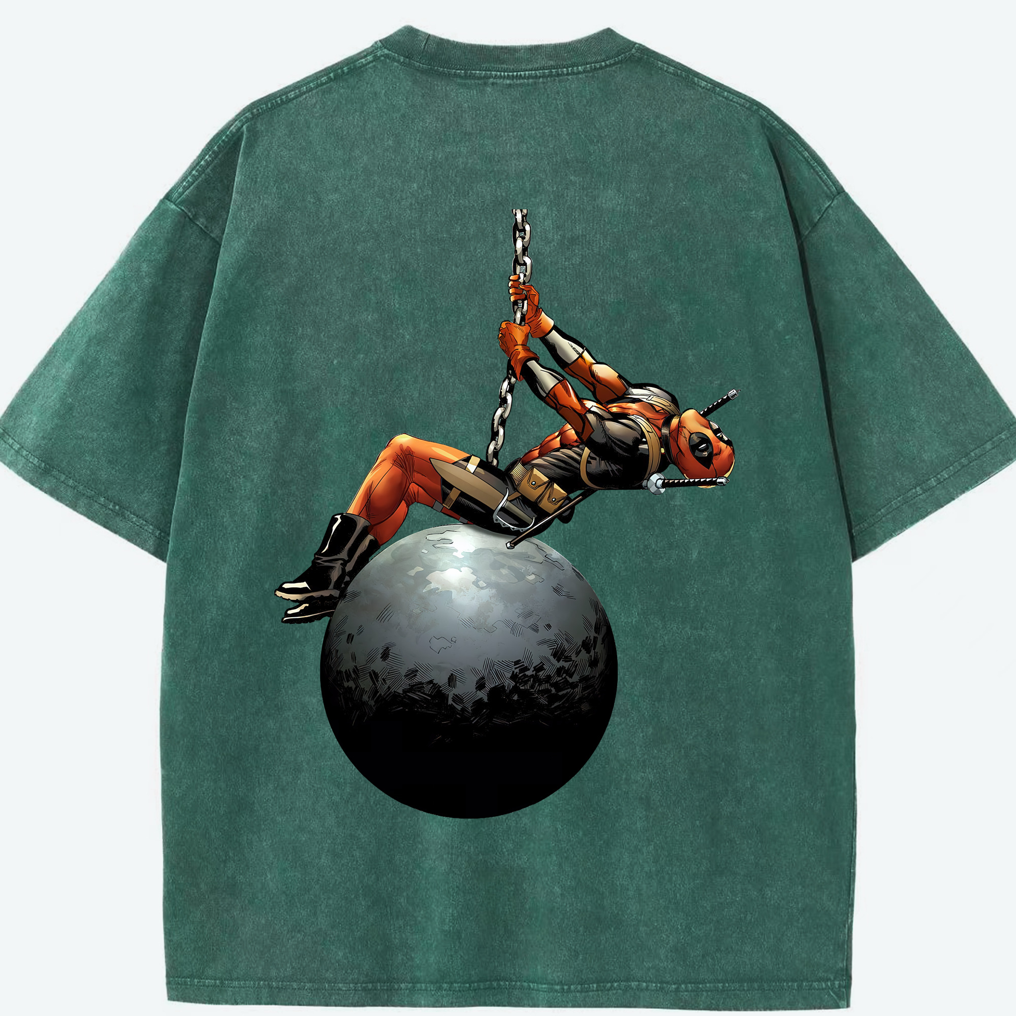 （画像用） Deadpool デッドプール 綿100% ヴィンテージ風 半袖Tシャツ（背面プリント）